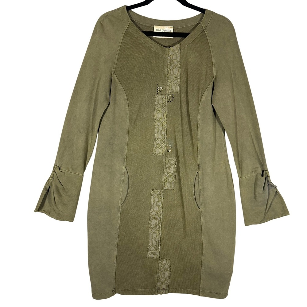 Elisa Cavaletti Daniela Dallavalle Lagenlook Embellished Dress Sz S Green‎ Italy